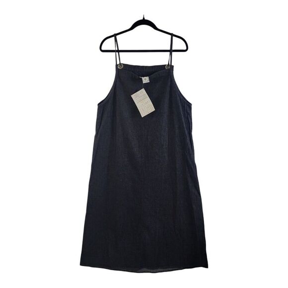 Koos OF Course! Denim Jumper Dress Sz L New W/Pockets Y2K Artsy Boho - Picture 11 of 11